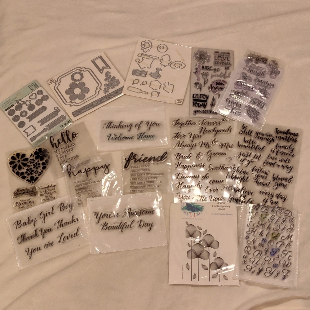 Think! Floral and Script Clear Stamps Set